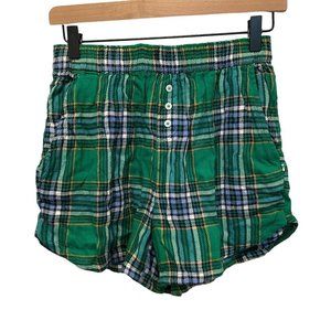 Aerie - Green Flannel Plaid Sleep Shorts Womens Size XS NWT